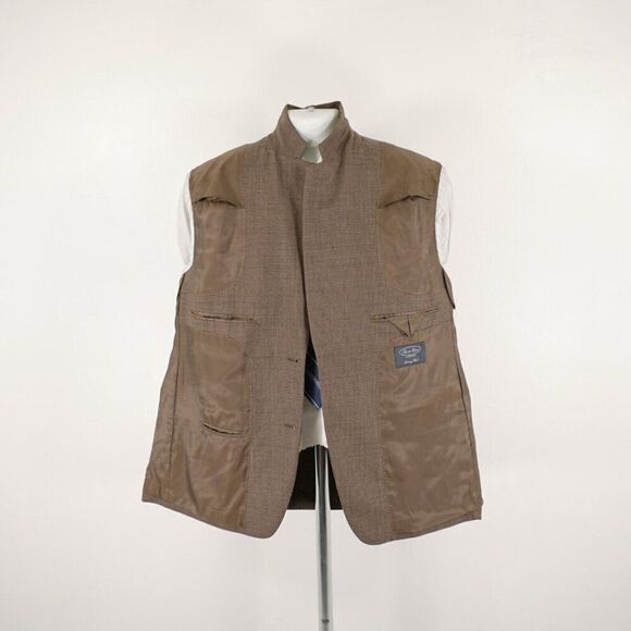 Pronto Uomo Platinum Luxury Wool Brown Blue Hounstooth 2 Button Sport Coat 44R - Picture 12 of 14
